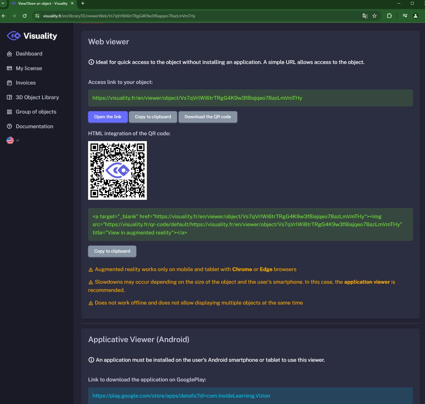 Sharing page with web and app viewers