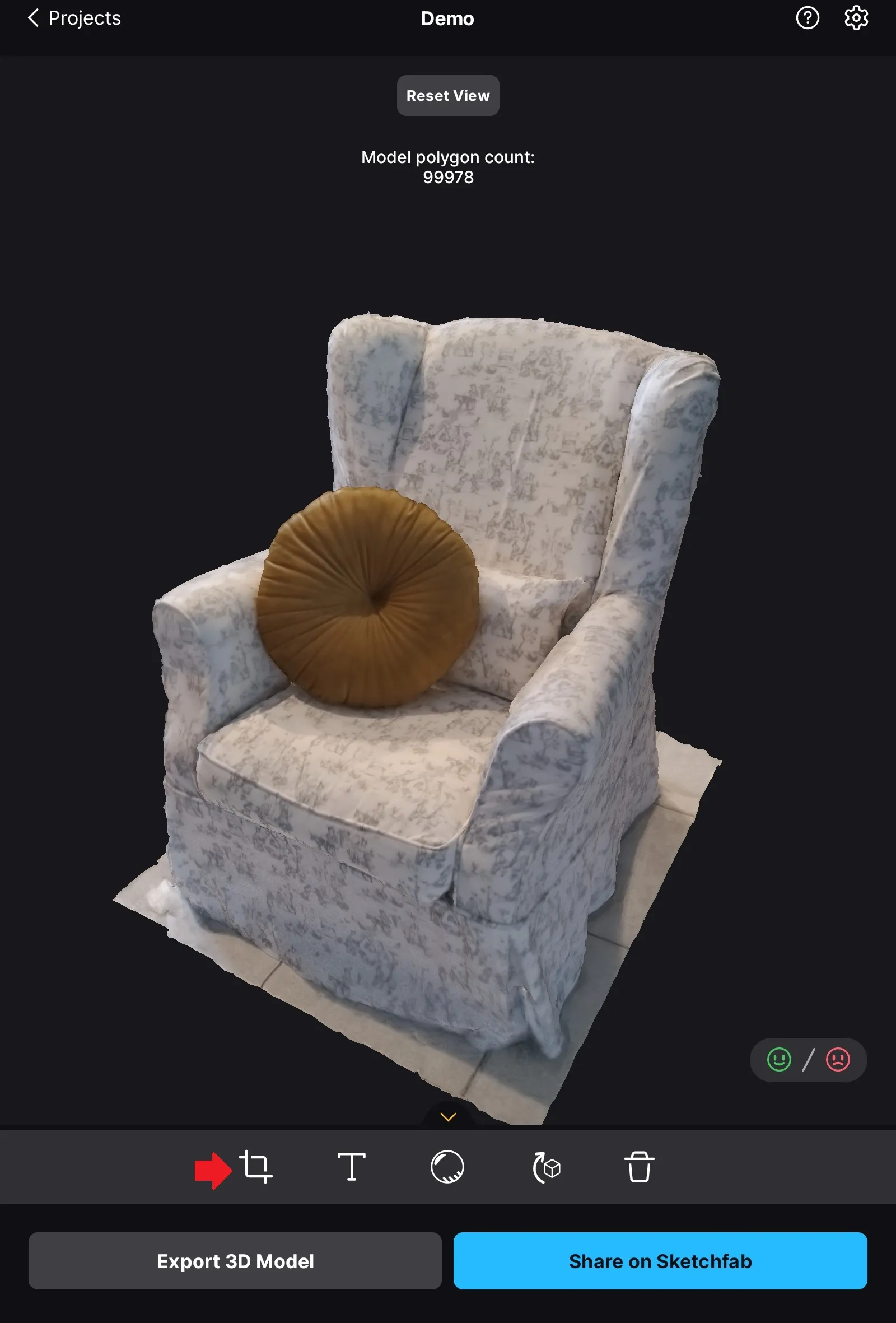 Aperçu du modèle 3D généré avec option de suppression du sol