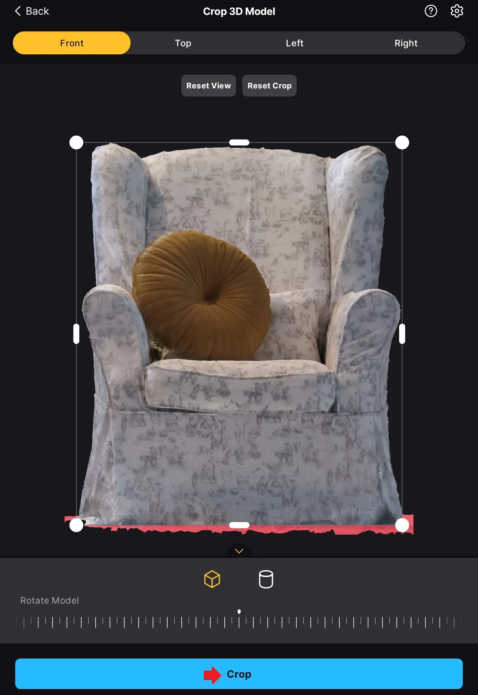 Détourage de l'objet pour retirer le sol et l'environnement