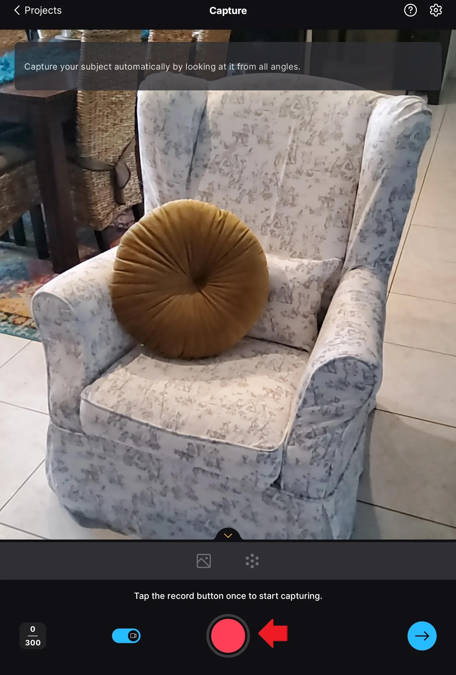 Mode caméra de réalité augmentée dans RealityScan